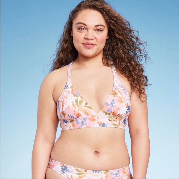 Shade & Shore Women's Braided Strap Triangle Longline Bikini Top - Picture 3 of 5